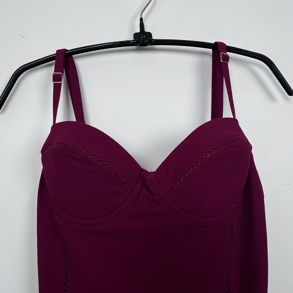 Tory Burch Women's Maroon Wine Underwire Swimsuit/ Adjustable Straps Small EXC - Picture 4 of 16